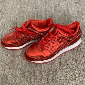 Size 7 red ASICS